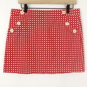 J. Crew A-line Red and White Mini Skirt